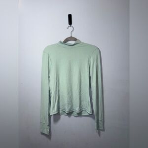 Aerie Seamless Sage Green Long Sleeve Cotton Tee Active Top Size Large EUC